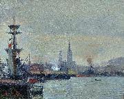 Joseph Delattre Le Port de Rouen Sweden oil painting artist